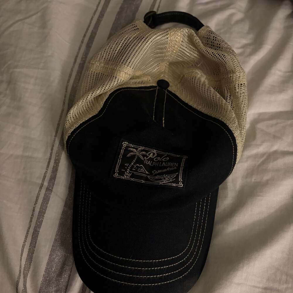 Polo Ralph Lauren Swimwear Mesh Trucker Hat Black and Cream